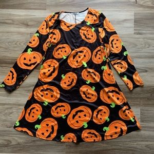 Halloween Jack-O-Lantern Pumpkin A Line Plus Dress